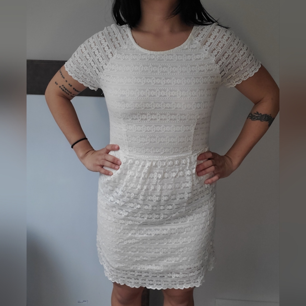 FREE PEOPLE cream lace dress - 4